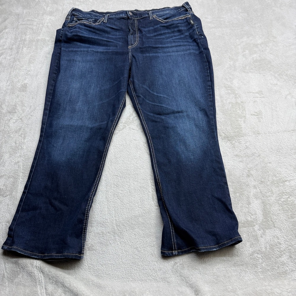 Silver Jeans‎ Calley Slim Boot Women 22 Dark Contrast Stitch Y2K Western Denim